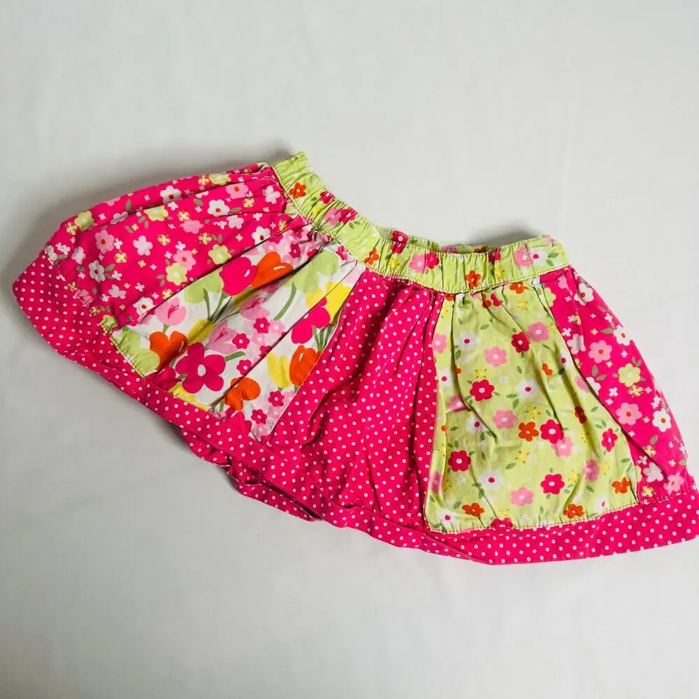Gymboree Spring Floral Patchwork Color Block Skirt Sz 2T